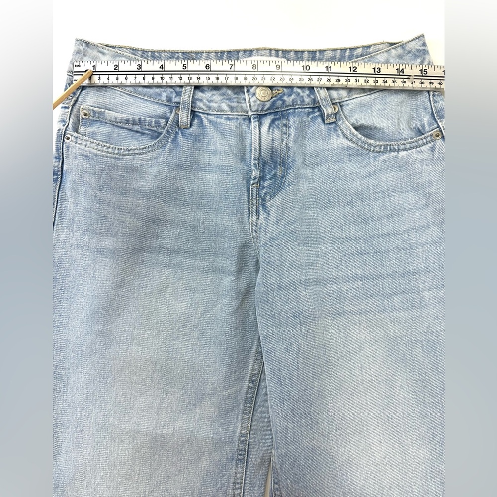 Aeropostale low rise baggy jeans Size 2 26in light wash leopard bow back pockets - Picture 7 of 15